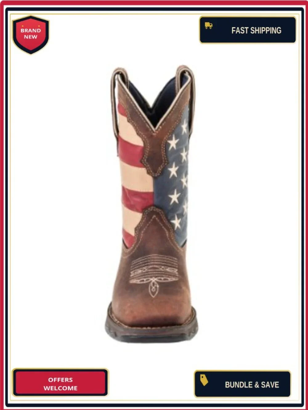Durango Lady Rebel Flag RD4414 Western Boots - Mid-Calf Pull-On Square Toe
